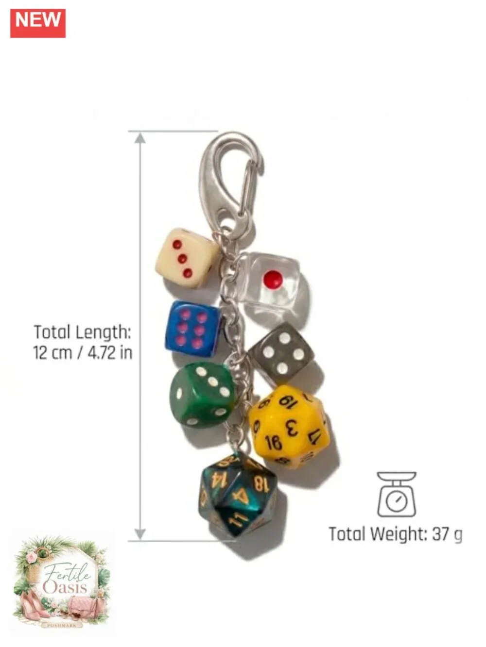 Y2K Dice Keychain Trendy Bag Charm Gift